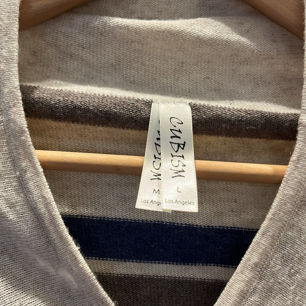 CUBISM stripe waterfall sweater cardigan with fringe detail, size medium/large - Picture 2 of 5